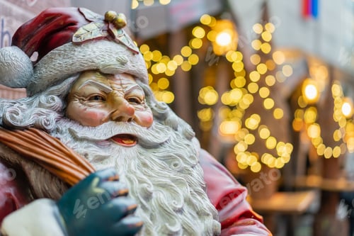 Preview: Closeup of a statue of a Santa Claus outdoors