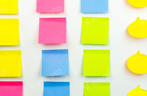 Preview: Colorful sticky notes on white background