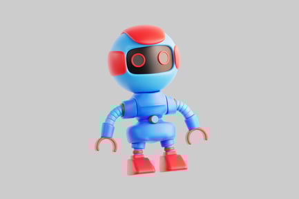 Preview: Robot with round head and red accents