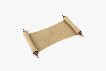 Preview: Aged Parchment Scroll with Wooden Finials