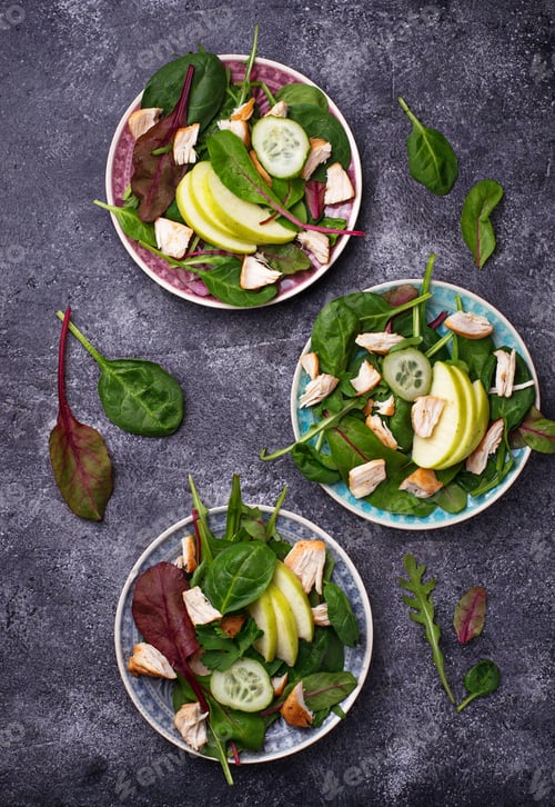 Preview: Healthy salad with chicken and apple