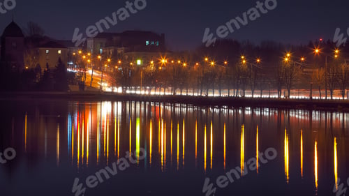 Preview: Panorama night city lights.