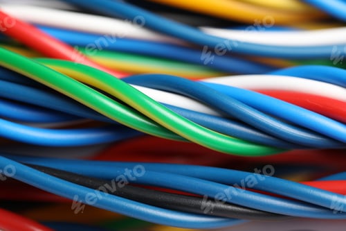 Preview: Many colorful electrical wires as background, closeup