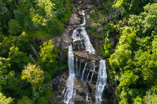 Preview: Beautiful landscape of high waterfall with falling down clear water