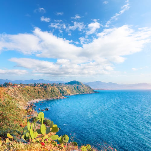 Preview: Breathtaking spring view on the the cape Milazzo panorama of nature reserve.