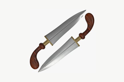 Preview: Carved wooden-handled knives with metal sheath