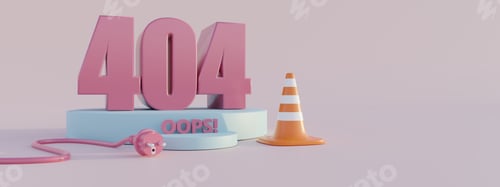 Preview: 404 OOPS ERROR. Website Page not found Sign. Webpage under construction, system update. 3d render