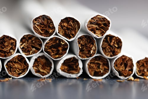 Preview: Tobacco rolls arranged neatly on a surface with focus on texture