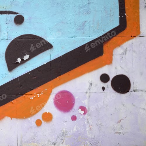 Preview: Fragment of colored street art graffiti paintings with contours and shading close up