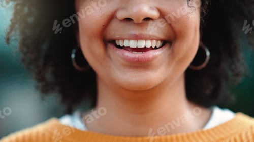 Preview: Happy, smile and portrait of a woman in the city while on a holiday adventure in Sao Paulo. Happine