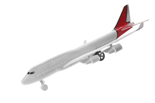 Preview: Toy airplane isolated on white. Travel concept