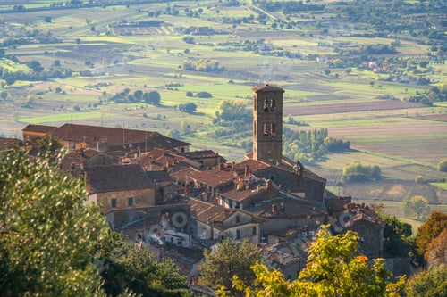 Preview: View of Cortona village from above. Tuscany, Italy