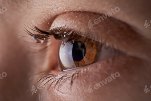Preview: Eye of unrecognizable discontent kid with tears
