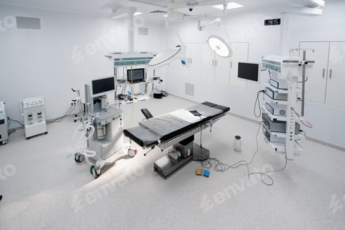 Preview: Empty operating room in a hospital Interior of an operating room in clinic with medical equipment