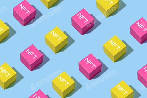 Preview: Colored blocks on a blue background.