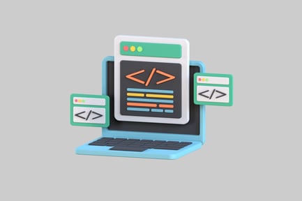 Vista previa: Ilustración portátil de codificación de dibujos animados