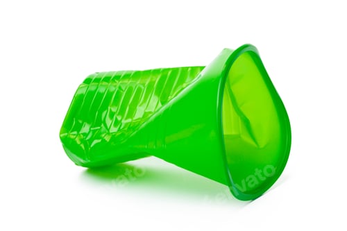 Preview: Recyclable crushed plastic cup isolated on white background