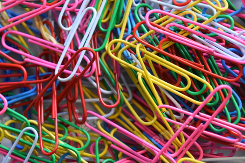 Preview: colourful paperclip flatlay
