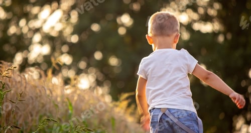 Preview: a child in a wheat field. nature.