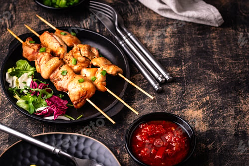Preview: Chicken skewers kebab with vegetables
