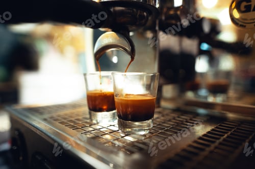 Preview: Coffee shot,Coffee machine pouring out espresso shot