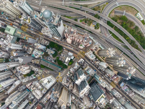 Preview: Sheung Wan, Hong Kong 08 February 2022: Top view of Hong Kong city