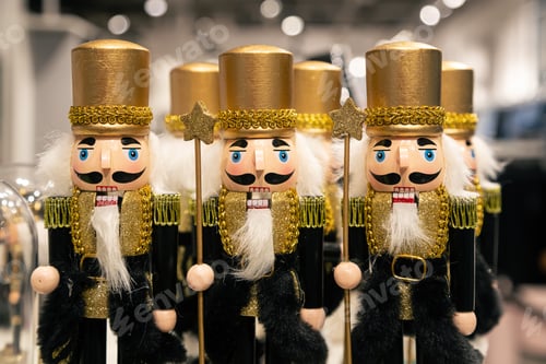 Preview: Wooden toy soldiers Nutcrackers on the shop window.