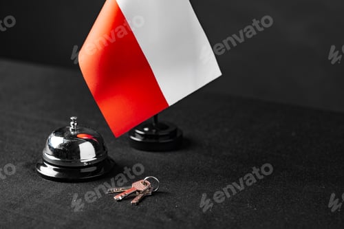 Preview: Hotel Service Bell with Polish Flag Close Up
