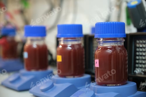 Preview: Anaerobic purple and red Photobacteria cultures illuminated with infrared illuminators
