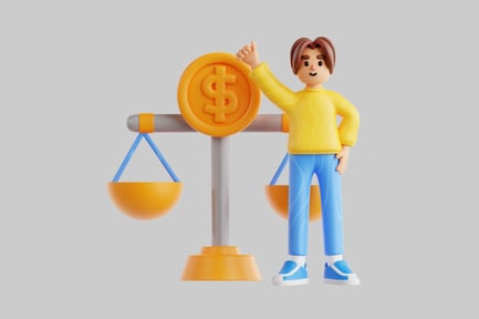 Preview: Cartoon man with balanced coin