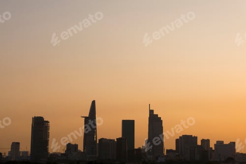 Preview: Sunset in Saigon with tower silhouette, Vietnam