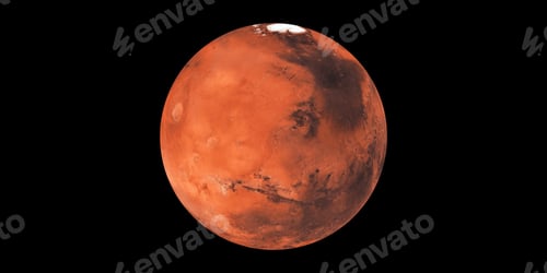 Preview: Planet Mars Detailed View Against Black Background
