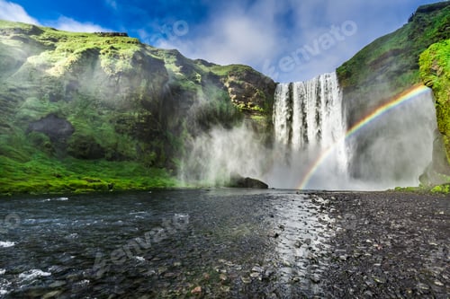 Preview: Stunning waterfall Skogafoss in Iceland in summer