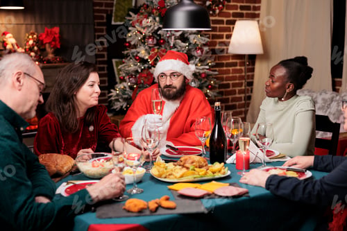 Preview: Happy santa claus making people laugh