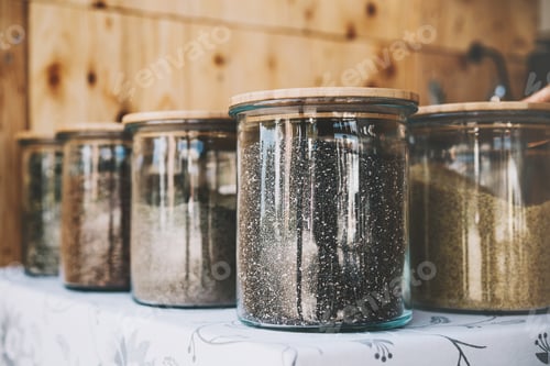 Preview: Bulk foods storage at low zero waste lifestyle.
