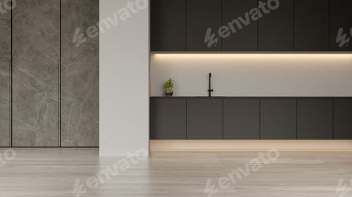 Preview: Interior of empty modern living room 3D rendering