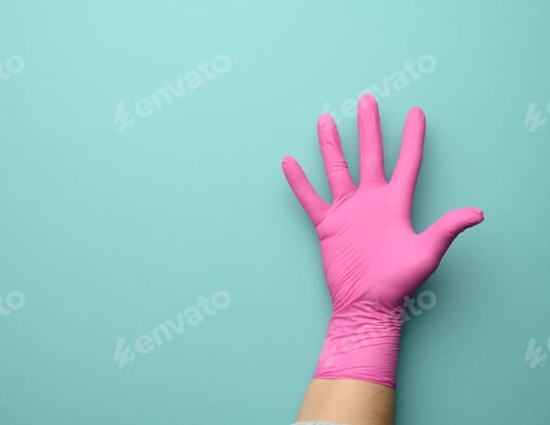 Preview: Pink Glove Protection on Teal Background