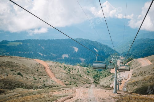 Preview: Ropeway on top Roza Peak. Sochi, Krasnodar Krai, Russia