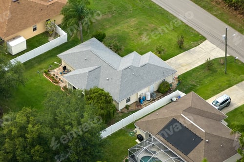 Preview: Aerial view of small town America suburban landscape