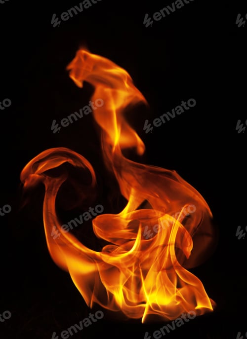 Preview: Fire flames on black background