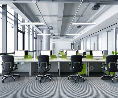 Preview: 3d rendering green business meeting and working room on office building