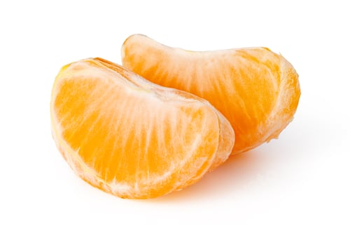 Preview: Fresh peeled tangerine segments on white background