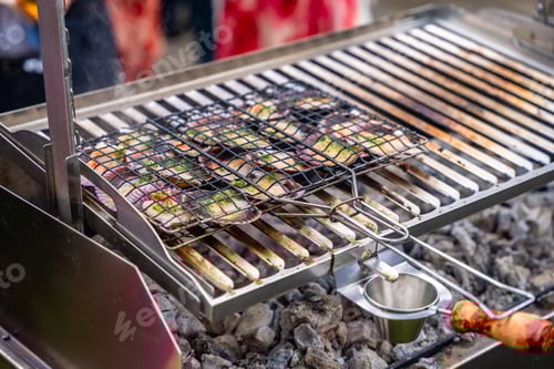 Preview: Grilling vegetables on outdoor barbecue grill