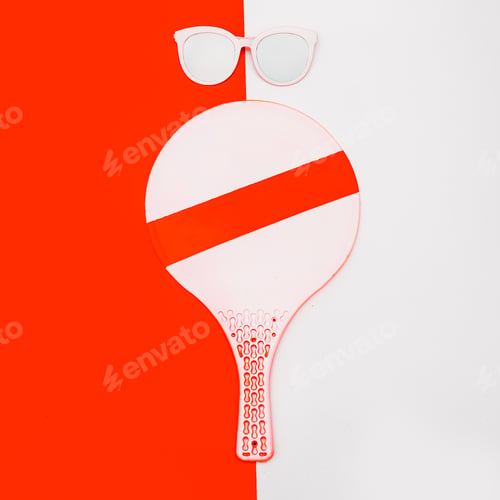 Preview: Beach Badminton and glasses. Minimal art