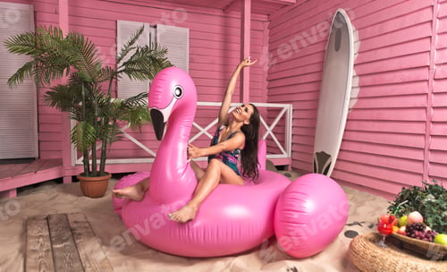 Preview: Beautiful girl enjoying time at the private beach