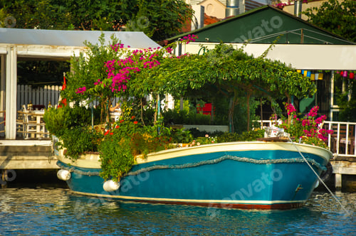 Preview: View of the embankment with boats and the canal in Dalyan.Turkey