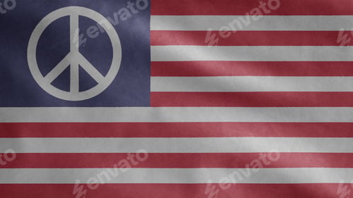 Preview: Peace flag USA waving. American peaceful banner. Pacifist united states ensign