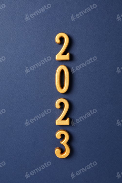 Preview: Concept of Happy New Year, 2023 numbers on blue background