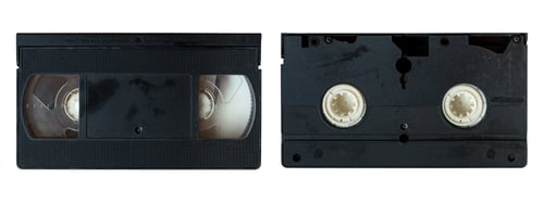 Preview: Black VHS cassette front and back isolated on white background with clipping path