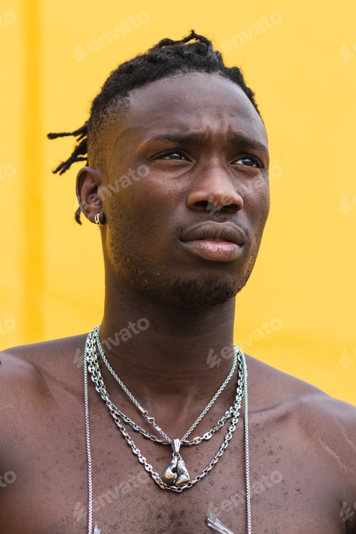 Preview: Stylish shirtless black man